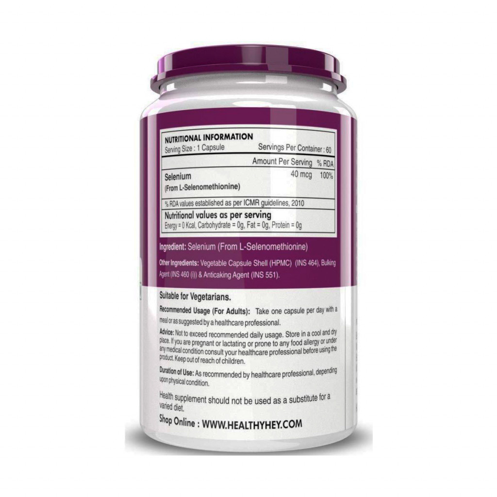 Selenium Capsules, 40Mcg, Non Gmo and Superior Absorption   Vegetarian Capsules   60