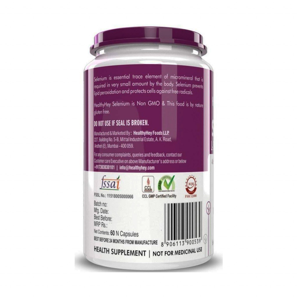 Selenium Capsules, 40Mcg, Non Gmo and Superior Absorption   Vegetarian Capsules   60